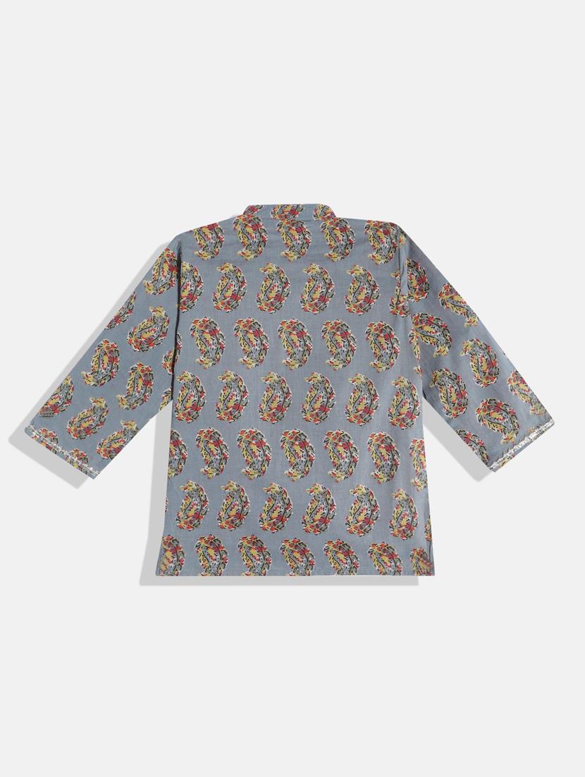 boys grey printed kurta pyjama set - 18524445 - Zoom Image - 2
