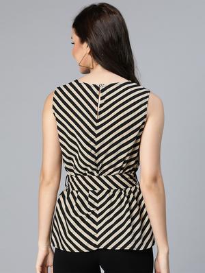 round neck striped regular top - 18524600 - Standard Image - 3