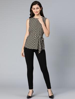 round neck striped regular top - 18524600 - Standard Image - 4