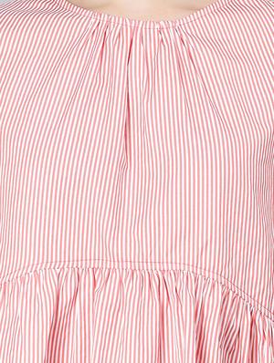 round neck striped peplum top - 18524614 - Standard Image - 5