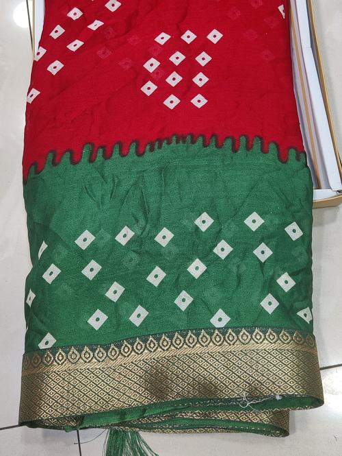 womens bandhani saree double color - - 18525817 - Standard Image - 1
