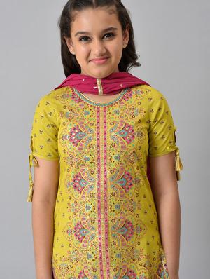 girls round neck printed kurta skirt with dupatta - 18526118 - Standard Image - 4