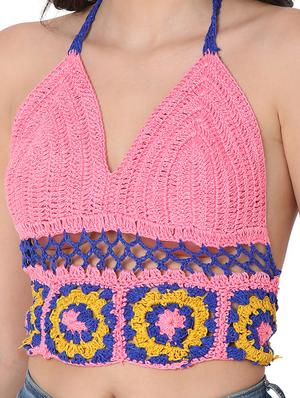 tie back crochet crop top - 18526222 - Standard Image - 5