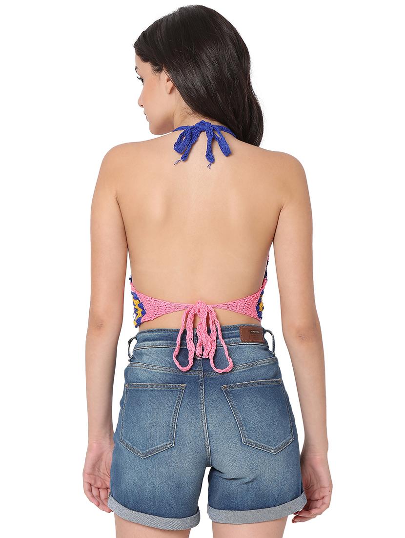tie back crochet crop top - 18526222 - Zoom Image - 3