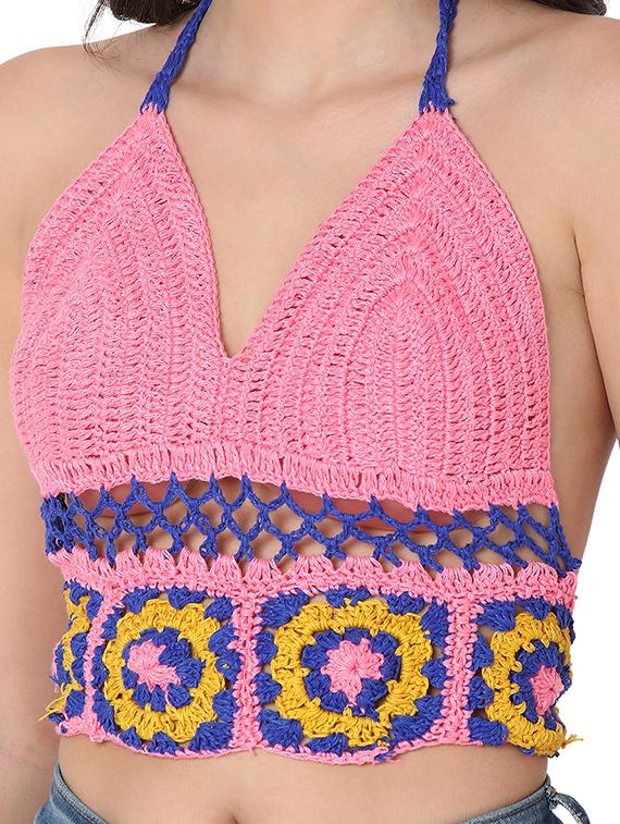 tie back crochet crop top - 18526222 - Zoom Image - 5
