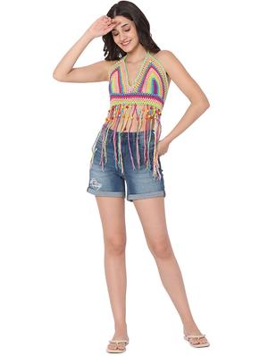 tie back crochet crop top - 18526223 - Standard Image - 4