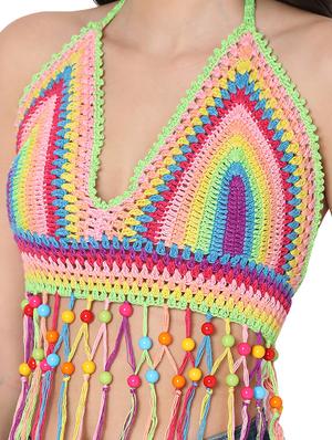 tie back crochet crop top - 18526223 - Standard Image - 5