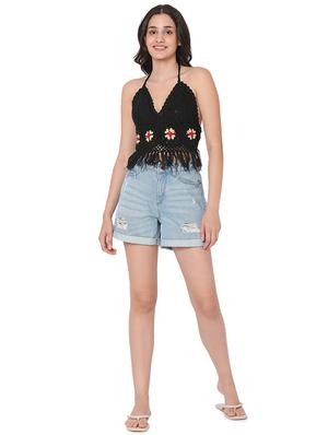 tie back crochet crop top - 18526224 - Standard Image - 4