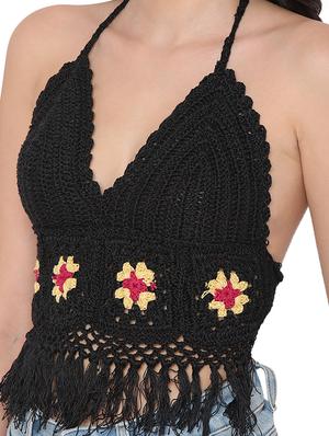tie back crochet crop top - 18526224 - Standard Image - 5