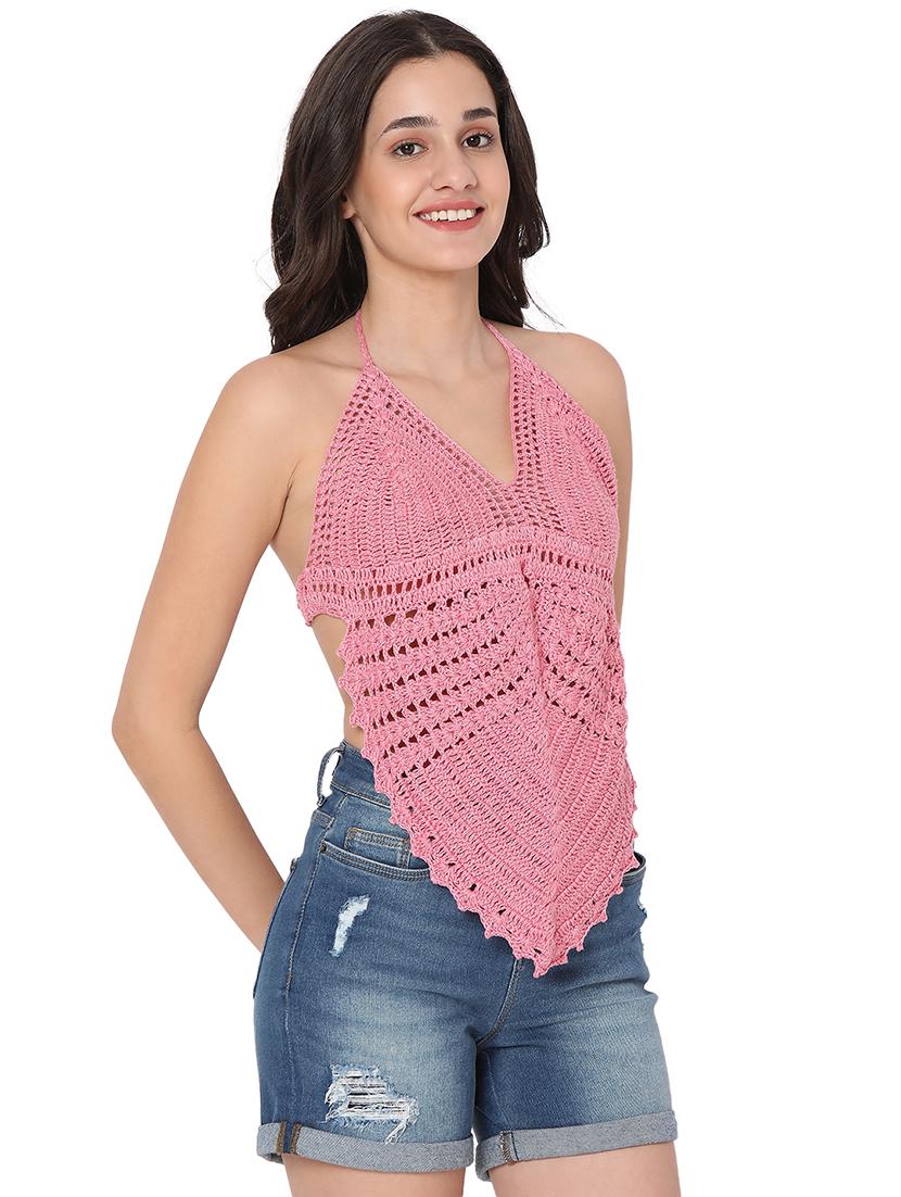 tie back crochet crop top - 18526227 - Zoom Image - 2