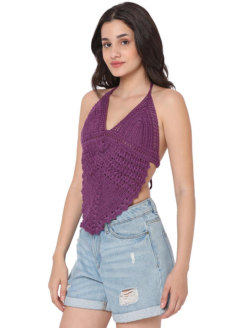tie back crochet crop top - 18526228 - Zoom Image - 2