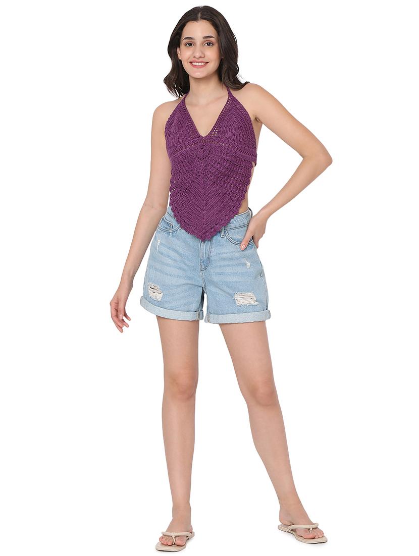 tie back crochet crop top - 18526228 - Zoom Image - 4