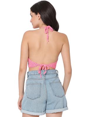 tie back crochet crop top - 18526229 - Standard Image - 3