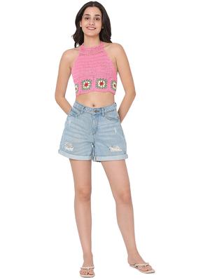 tie back crochet crop top - 18526229 - Standard Image - 4
