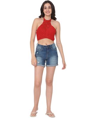tie back crochet crop top - 18526231 - Standard Image - 4