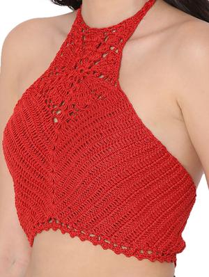 tie back crochet crop top - 18526231 - Standard Image - 5