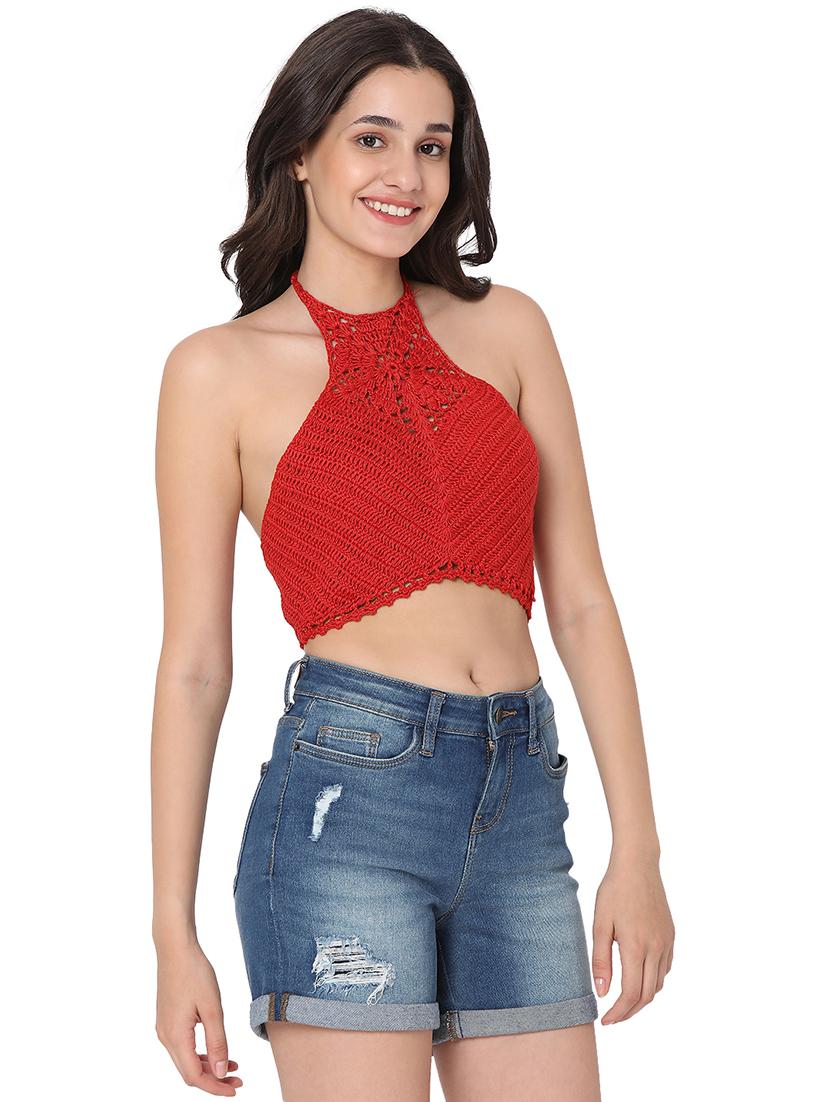 tie back crochet crop top - 18526231 - Zoom Image - 2