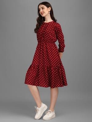 polka print fit & flare dress - 18527268 - Standard Image - 2