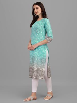 printed straight kurti - 18527303 - Standard Image - 2