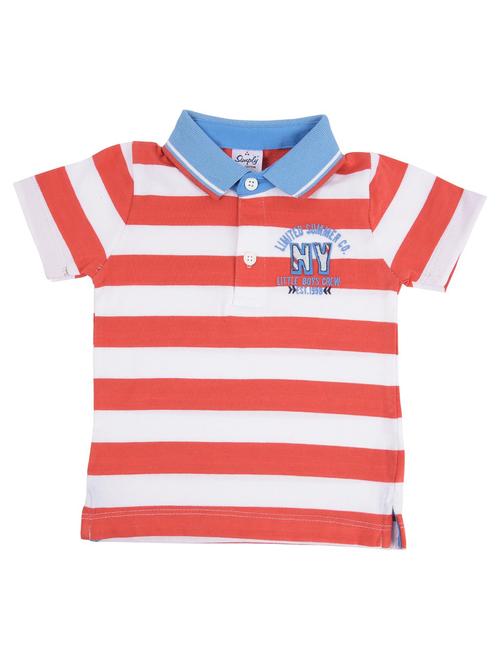 boys polo neck striped t-shirt - 18528249 - Standard Image - 1