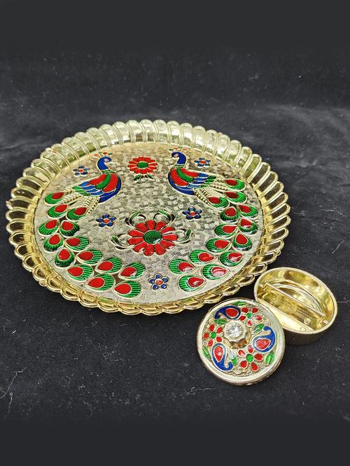 golden pooja thali set - 18528395 - Standard Image - 1