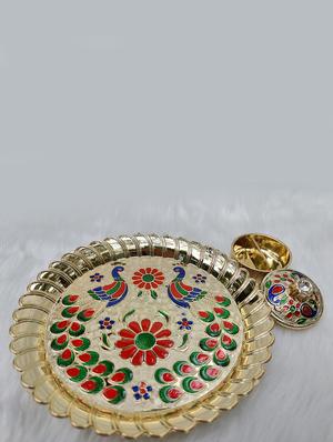 golden pooja thali set - 18528395 - Standard Image - 2