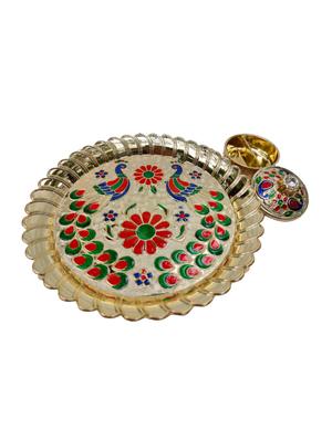 golden pooja thali set - 18528395 - Standard Image - 3