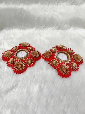 embellished diwali diya set - 18528402 - Standard Image - 2