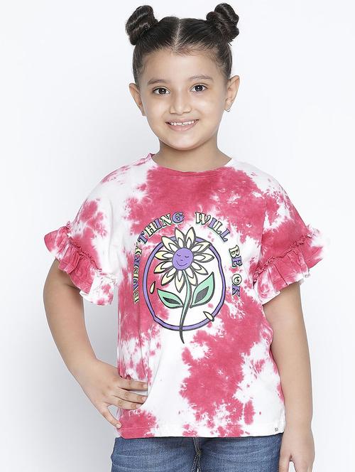 girls round neck tie & dye regular top - 18528453 - Standard Image - 1