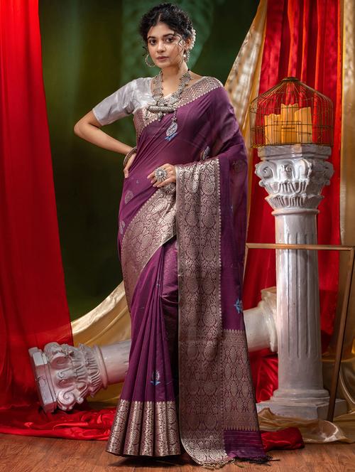 self design zari work woven saree with blouse - 18528558 - Standard Image - 1