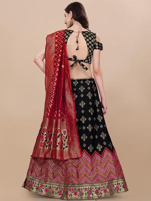 jacquard work semi-stitched lehenga choli with dupatta - 18528886 - Standard Image - 3