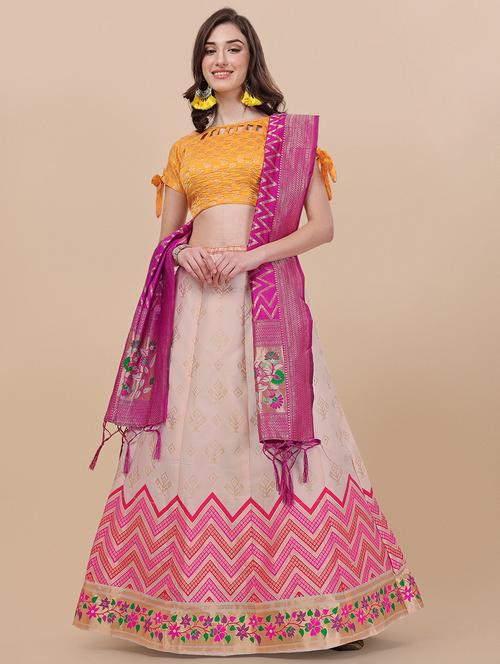 jacquard work semi-stitched lehenga choli with dupatta - 18528888 - Standard Image - 1