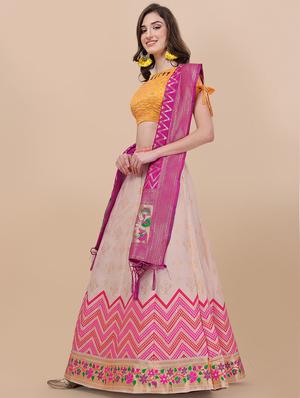 jacquard work semi-stitched lehenga choli with dupatta - 18528888 - Standard Image - 2