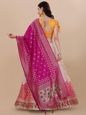 jacquard work semi-stitched lehenga choli with dupatta - 18528888 - Standard Image - 3