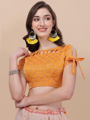 jacquard work semi-stitched lehenga choli with dupatta - 18528888 - Standard Image - 5