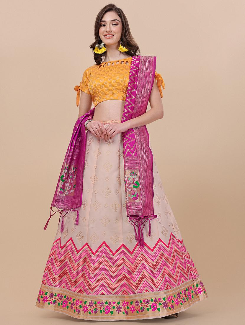 jacquard work semi-stitched lehenga choli with dupatta - 18528888 - Zoom Image - 1