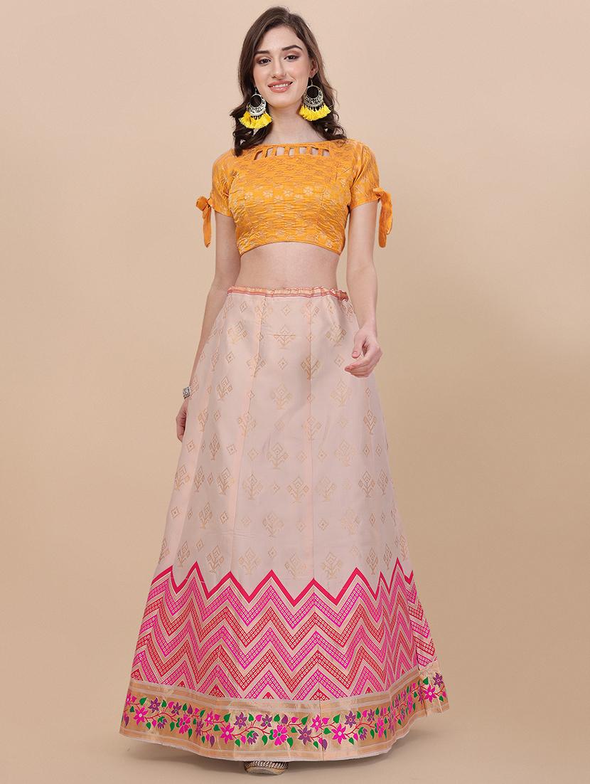 jacquard work semi-stitched lehenga choli with dupatta - 18528888 - Zoom Image - 4