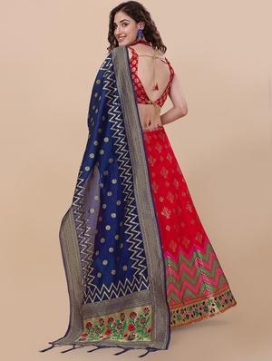 jacquard work semi-stitched lehenga choli with dupatta - 18528890 - Standard Image - 3