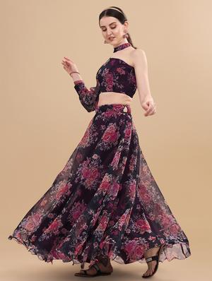 floral semi-stitched lehenga and choli with dupatta - 18528902 - Standard Image - 2