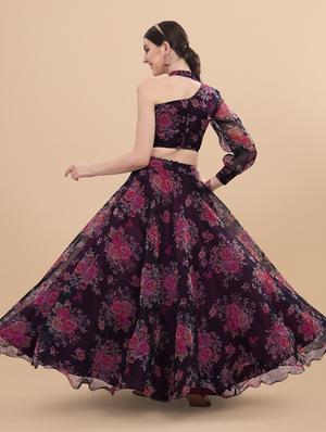 floral semi-stitched lehenga and choli with dupatta - 18528902 - Standard Image - 3