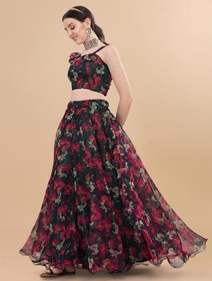 floral semi-stitched lehenga and choli with dupatta - 18528903 - Standard Image - 2