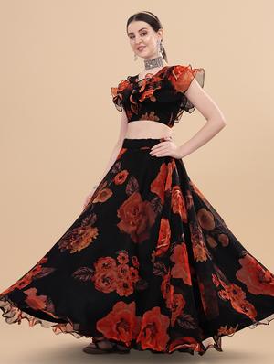 floral semi-stitched lehenga and choli - 18528904 - Standard Image - 2
