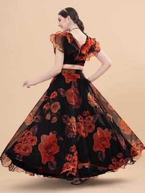 floral semi-stitched lehenga and choli - 18528904 - Standard Image - 3
