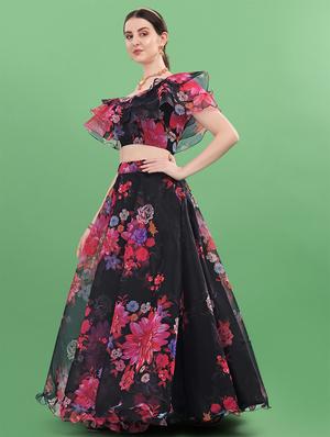 floral semi-stitched lehenga and choli - 18528905 - Standard Image - 2