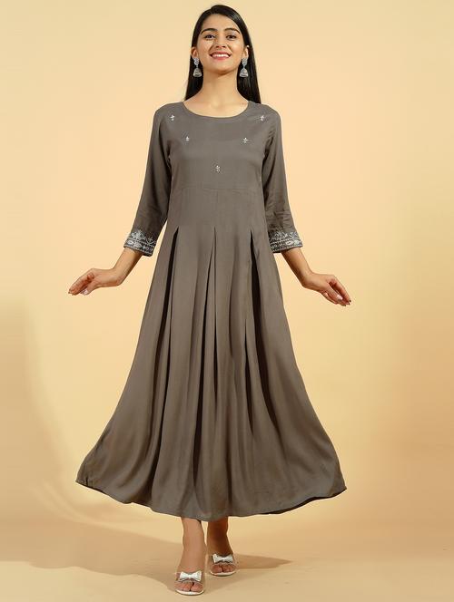 embroidered anarkali kurta with jacket - 18528965 - Standard Image - 1