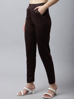 mid rise solid cigarette pants trouser - 18529055 - Standard Image - 2