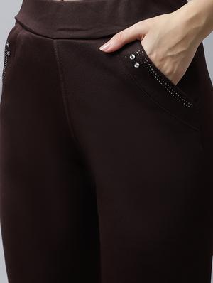 mid rise solid cigarette pants trouser - 18529055 - Standard Image - 5