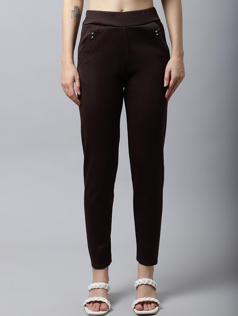 mid rise solid cigarette pants trouser - 18529055 - Zoom Image - 1