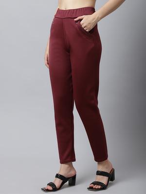 mid rise solid cigarette pants trouser - 18529058 - Standard Image - 2