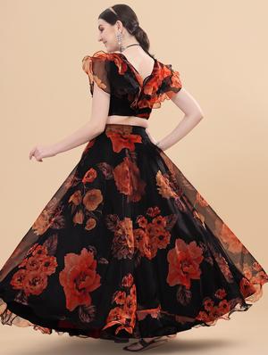 floral semi-stitched lehenga and choli - 18531121 - Standard Image - 3